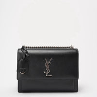 Saint Laurent Black Calfskin Medium Monogram Sunset