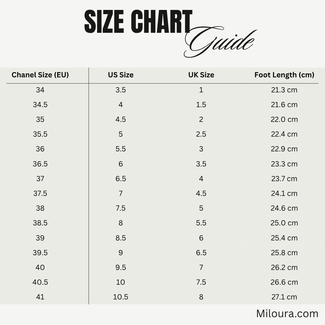 Get the Information about Chanel Shoes Size Guide Preloved Fit MILOURA