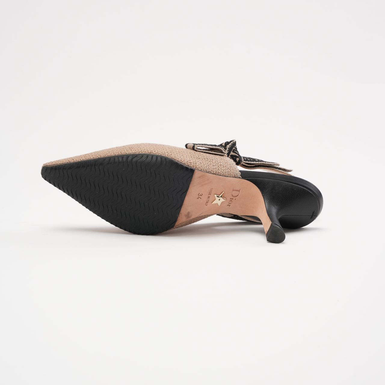 Christian Dior J'Adior Slingback Pumps Beige & Black 34 | Miloura