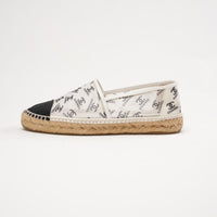Chanel Printed CC Espadrilles 39 White Black