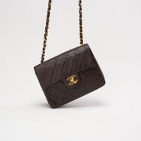 “Rare” Chanel Timeless Mini Square Flap Lamb Brown 1994