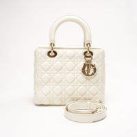 Christian Dior Medium Lady Dior Bag Latte Cannage Lambskin 2018