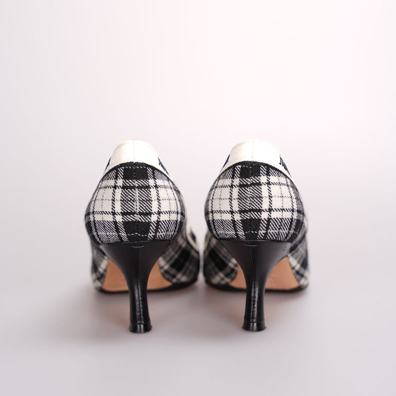 Dior Canvas Ribbon Tartan Print Embroidered J'Adior Pumps Luxury Brand Shoes MILOURA