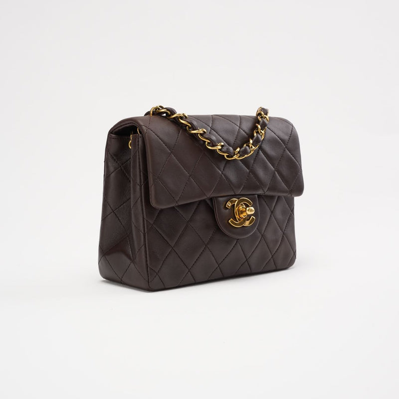 Chanel Timeless Mini Square Brown 1994 - front right view