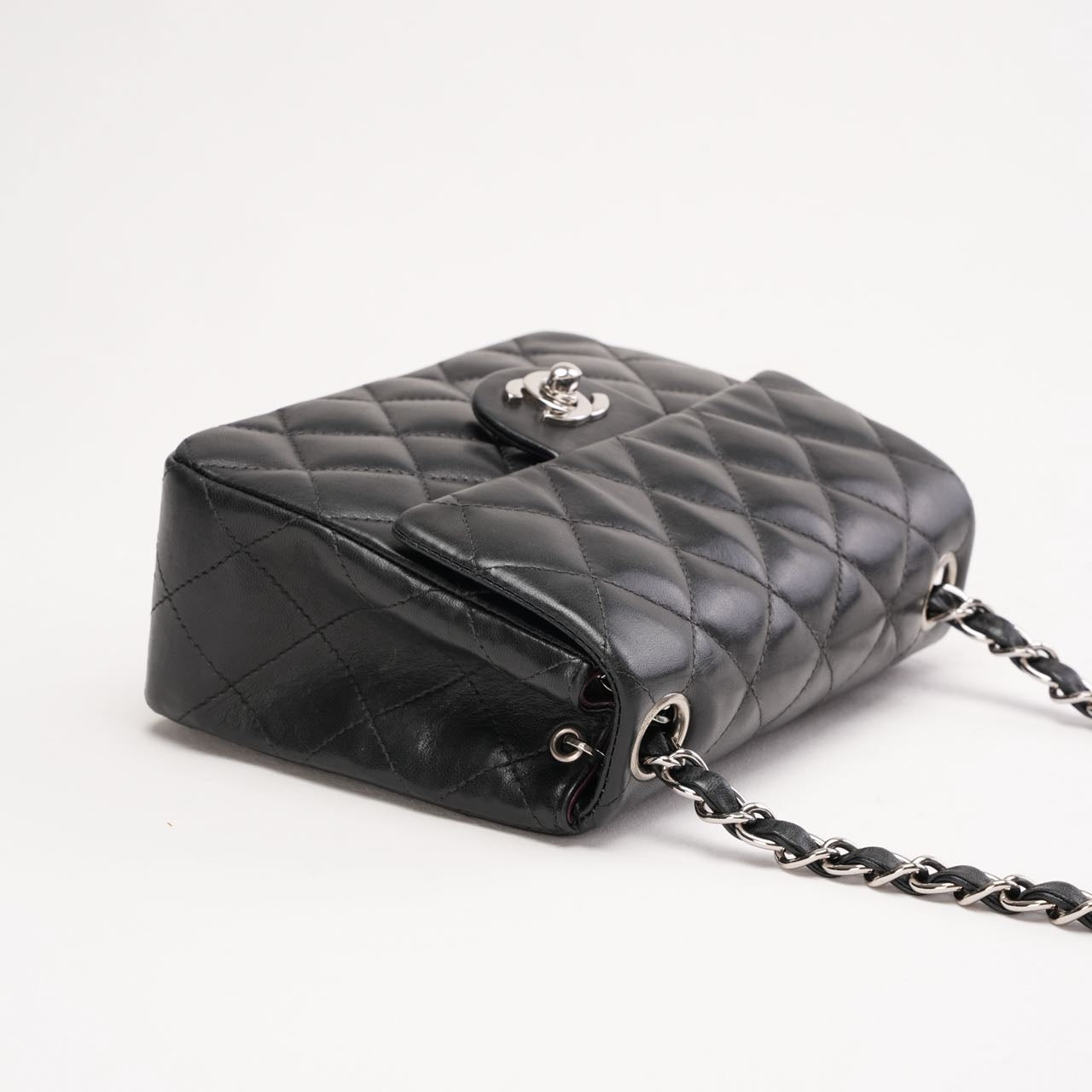 Chanel Vintage Mini Square Classic Flap Bag Lambskin Black 2005