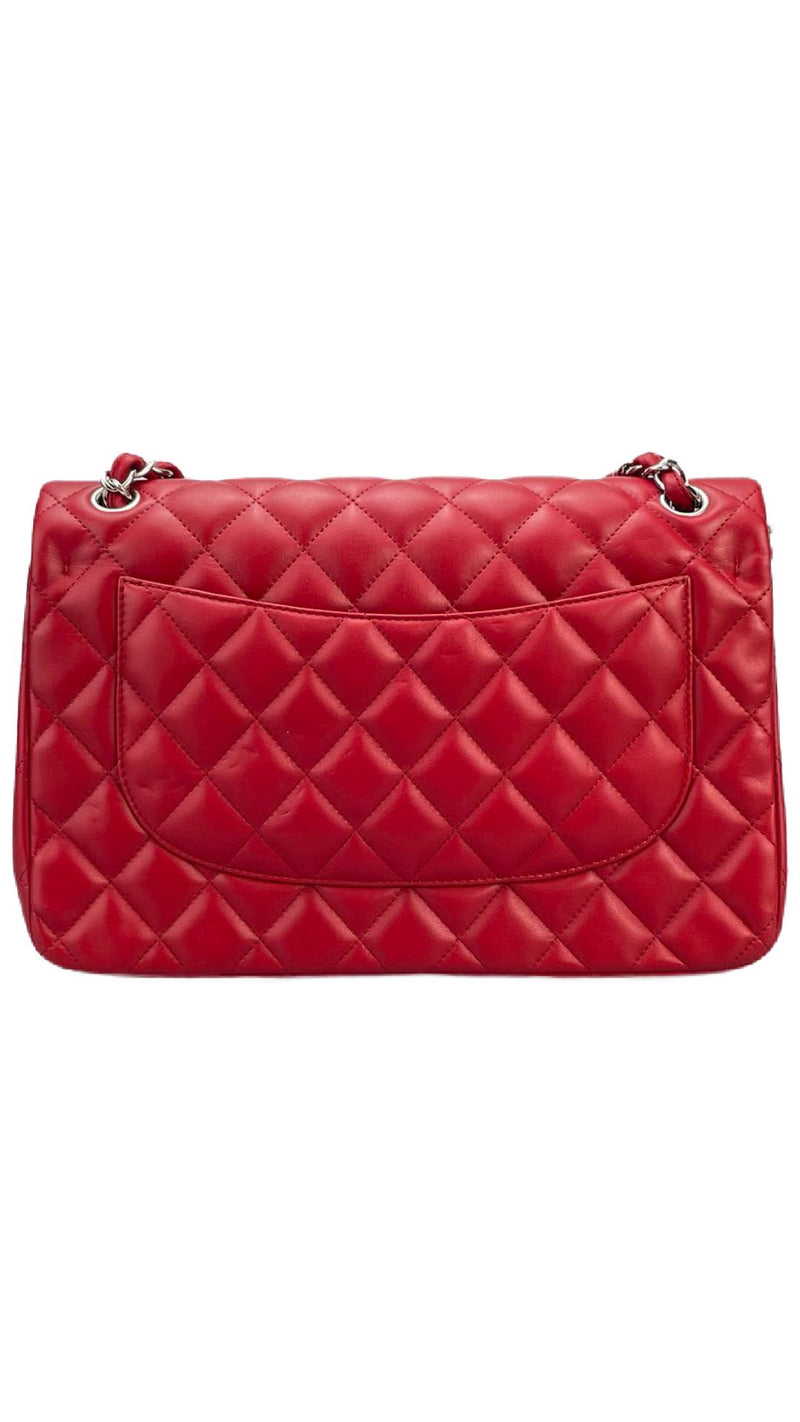 Chanel Jumbo Rouge Classic Flap Bag in Lambskin with silber Hardware Chanel Bag MILOURA