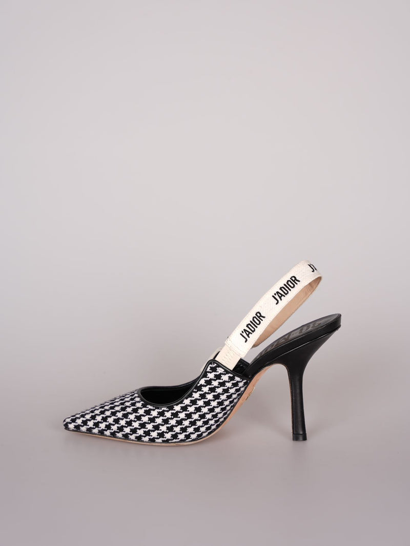 Dior J'Adior sandals in black and white houndstooth canvas size 38 Luxury Brand Shoes MILOURA