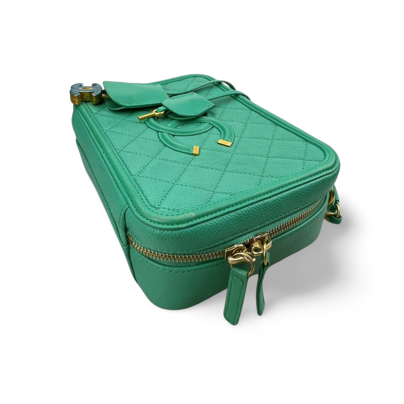 Chanel Mint Green Medium CC Vanity Case Bag in Caviar Leather with Brushed Gold Hardware Chanel Bag MILOURA