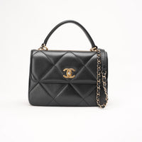 Chanel Small Trendy CC Top Handle Flap Bag Lambskin Black 2019