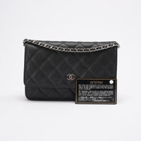 Chanel Classic Wallet on Chain (WOC) Black Caviar Leather Silver 2016