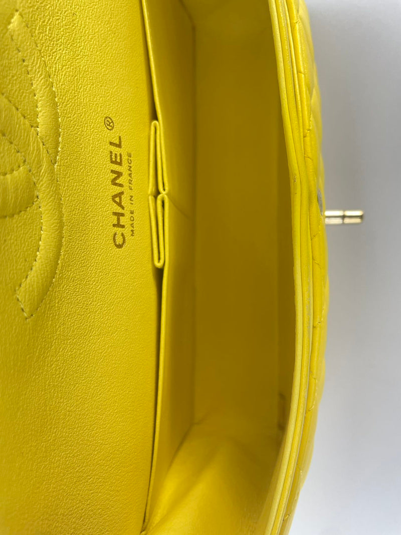 Chanel Medium Yellow Classic Flap Bag with Silber Hardware Chanel Bag MILOURA