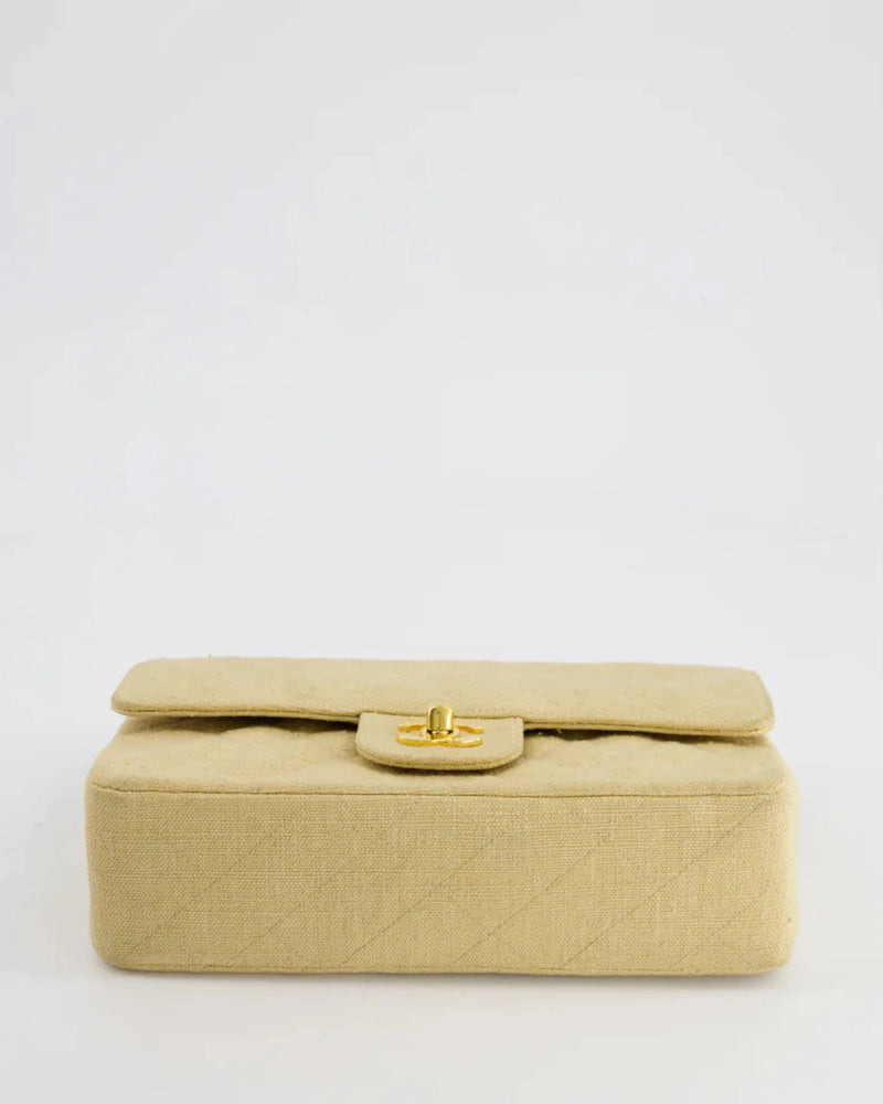 Chanel Vintage Beige Small Fabric Double Flap Bag with 24K Gold Hardware Chanel Bag MILOURA