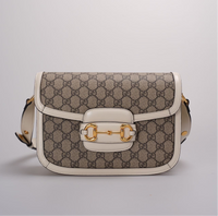 Gucci Supreme Monogram Beige Calfskin Horsebit 1955 Shoulder Bag