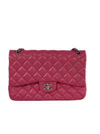 Chanel Classic Flap Bag Jumbo pink with Silver Hardware