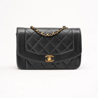 Chanel Vintage Small Diana Flap Bag Lambskin Black 1997