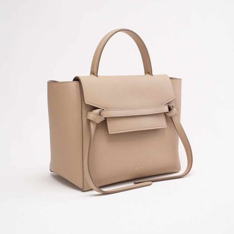 Celine Grained Calfskin Nano Belt Beige 2017 - side view