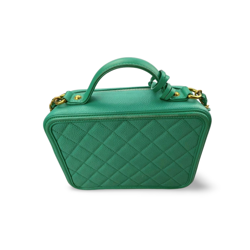 Chanel Mint Green Medium CC Vanity Case Bag in Caviar Leather with Brushed Gold Hardware Chanel Bag MILOURA