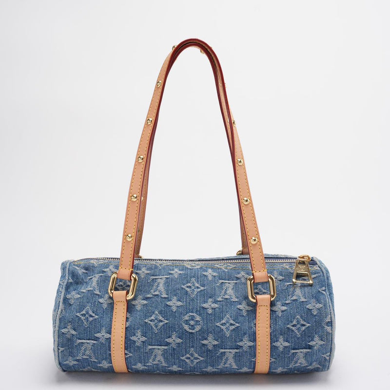Louis Vuitton Papillon Bag 28cm LV Monogram Denim Papillon Shoulder Bag Blue from 2024