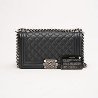 Chanel Medium Boy Flap Black Caviar Silver Hardware 2018
