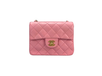 Chanel Vintage Rose Pink Classic Mini Square Flap Bag in Lambskin with Gold Hardware Chanel Bag MILOURA