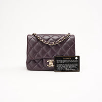 Chanel Mini Square Classic Flap Bag Lambskin Burgundy 2017