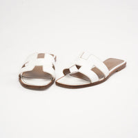 Hermes White Leather Oran Sandals Size 39.5