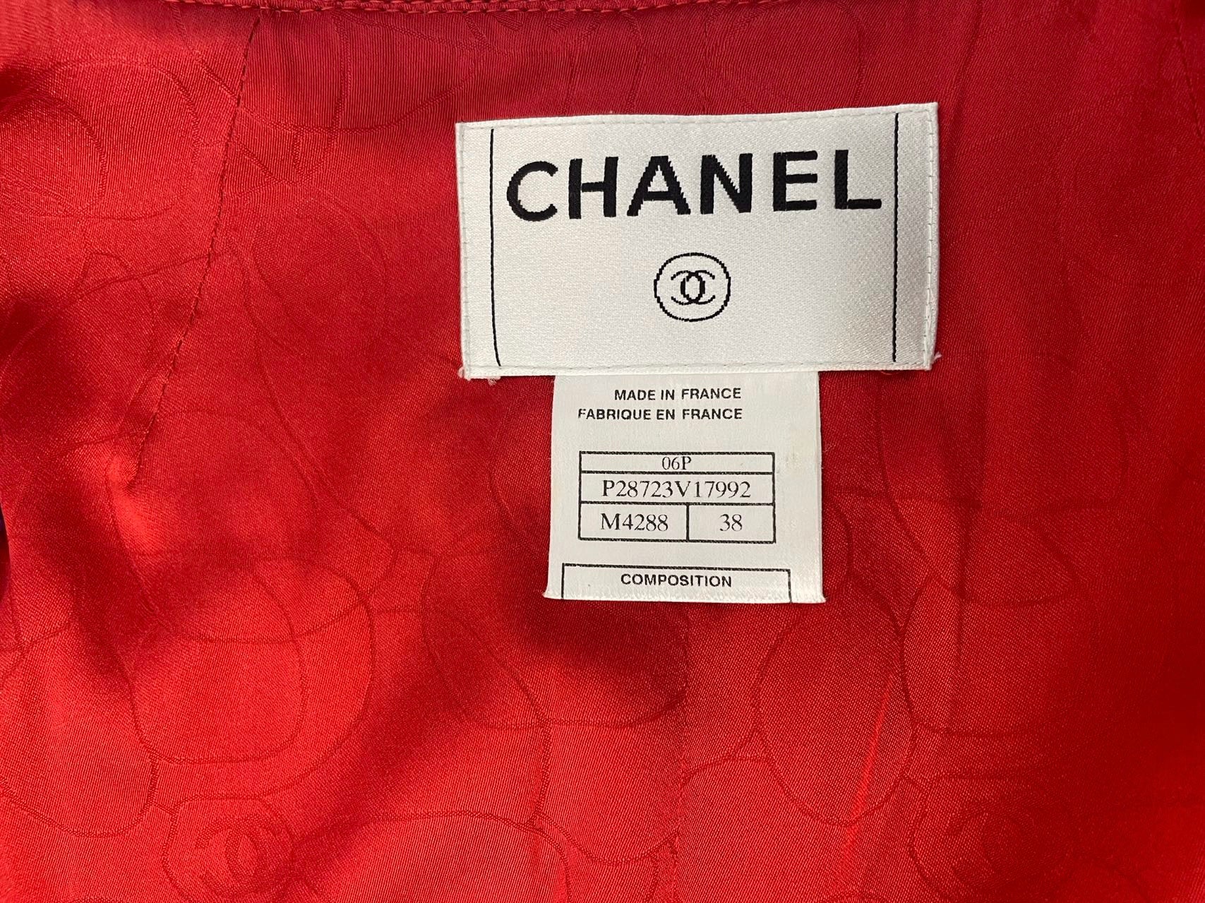 Used Chanel Red Tweed Evening Jacket FR 38 MILOURA