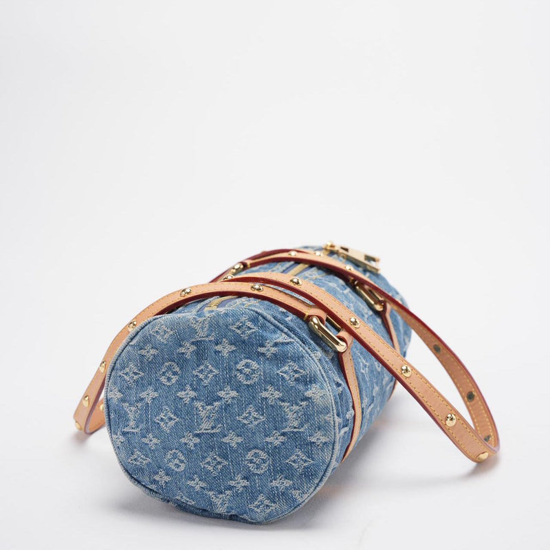 Louis Vuitton Papillon Bag 28cm LV Monogram Denim Papillon Shoulder Bag Blue from 2024