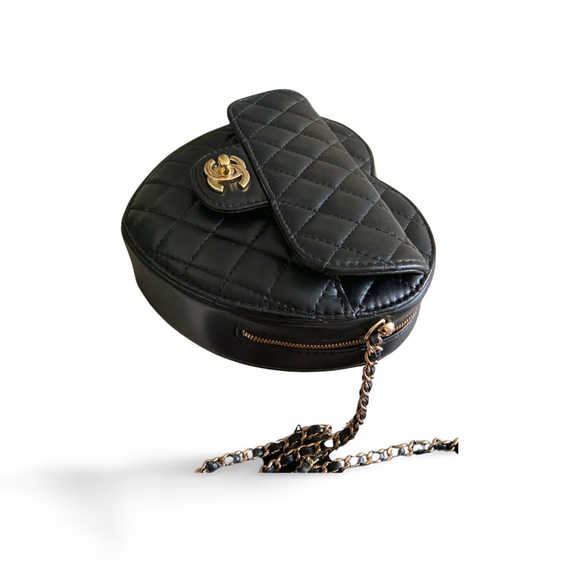 used-Chanel Heart Bag black Lambskin GHW-MILOURA