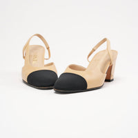 Chanel Black / Beige Cap Toe Slingback 35 C