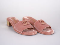 Chanel Gold Heels Pink Mules Size 38C