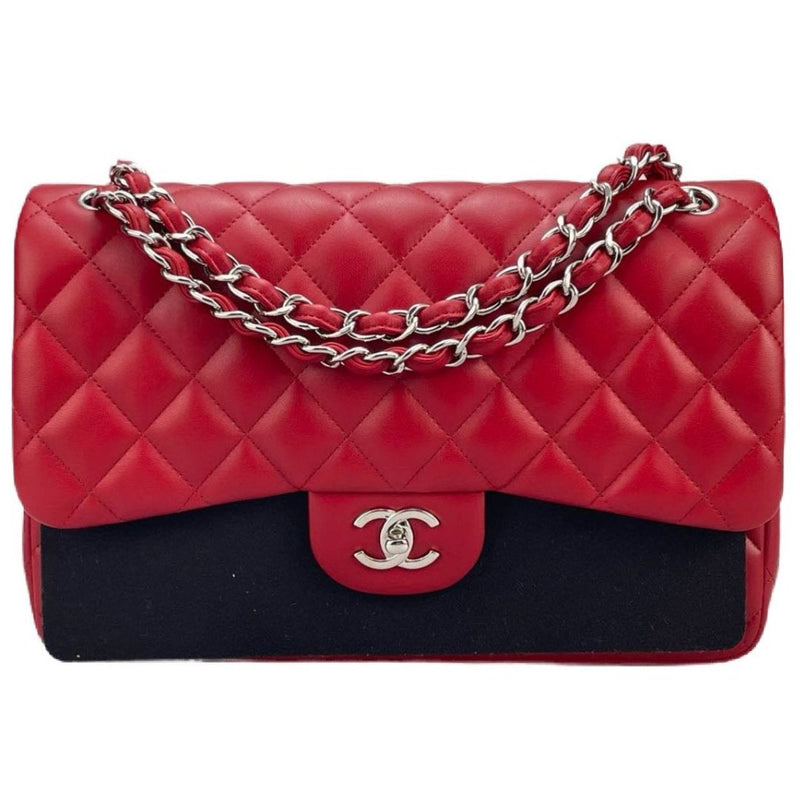 Chanel Jumbo Rouge Classic Flap Bag in Lambskin with silber Hardware Chanel Bag MILOURA