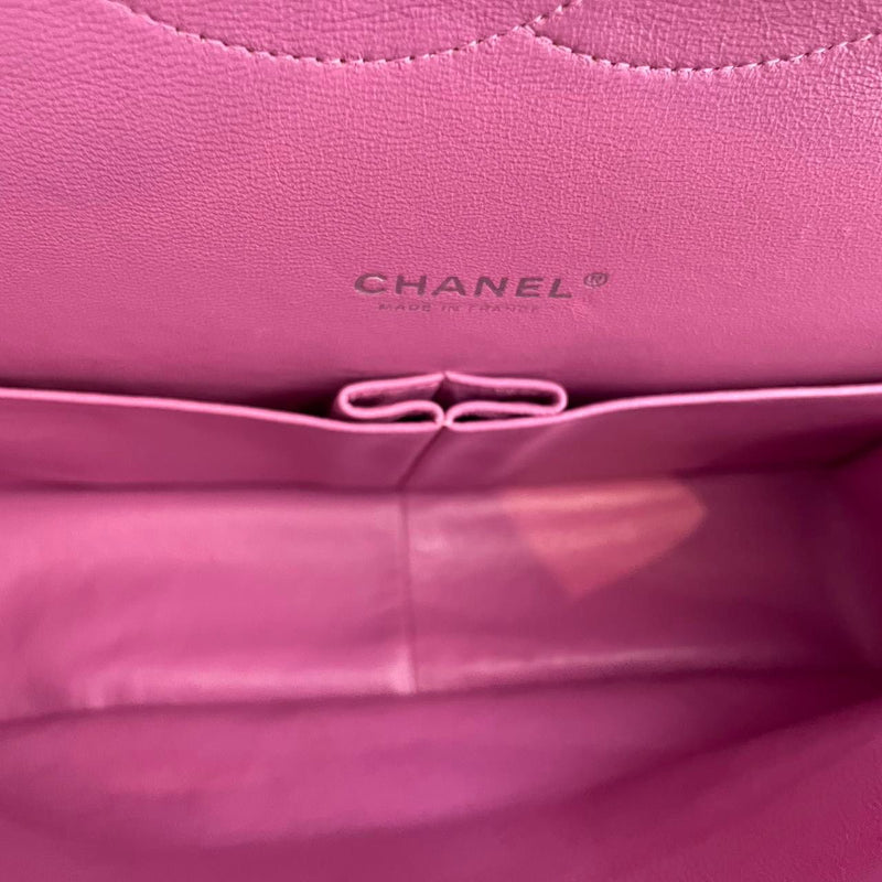 Chanel Timeless Classic Flap Bag Maxi Lilac Purple with Silver Hardware Inside miloura