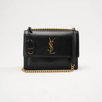Saint Laurent Medium Monogram Sunset Calfskin Black 2018