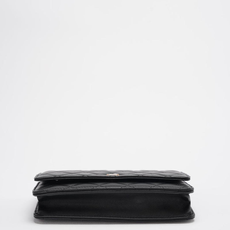 Chanel Wallet On Chain (WOC) Black Bag In Lambskin Leather With Gold Hardware 2018 Bottom
