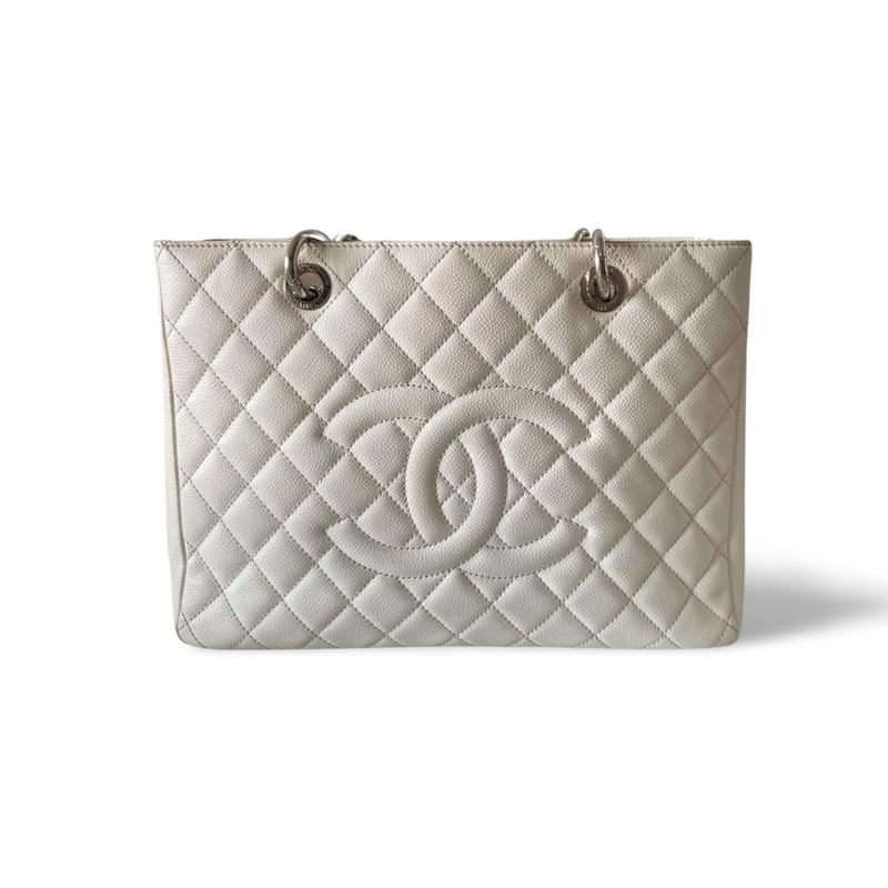 Chanel Medium White Grand Shopping Tote bag in Cavier Leather with Gold Hardware Chanel Bag MILOURA