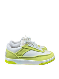 Chanel Fabric Sneakers In Lime yellow color with CC LOGO