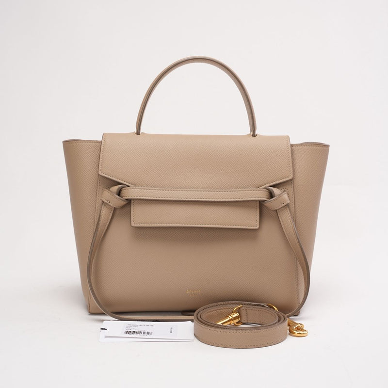 Celine Grained Calfskin Nano Belt Beige 2017