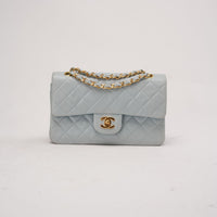 Chanel Vintage Small Classic Double Flap Lamb Light Blue 1997