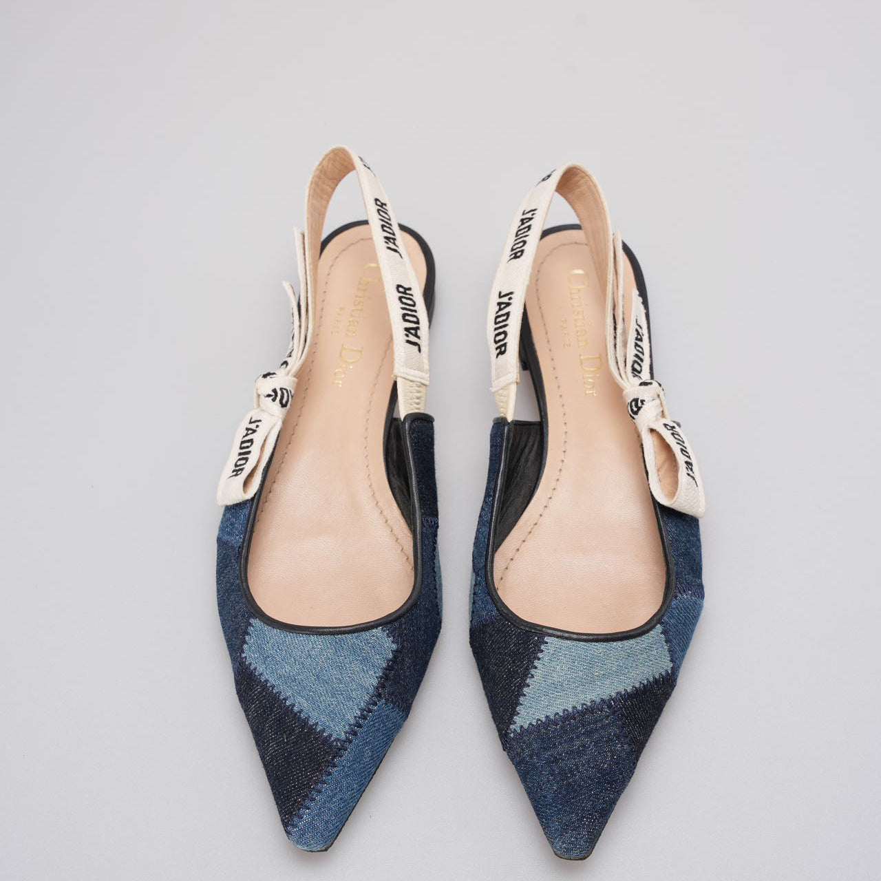 Authentic Preowned Christian Dior J'Adior Slingback Flats Denim 38