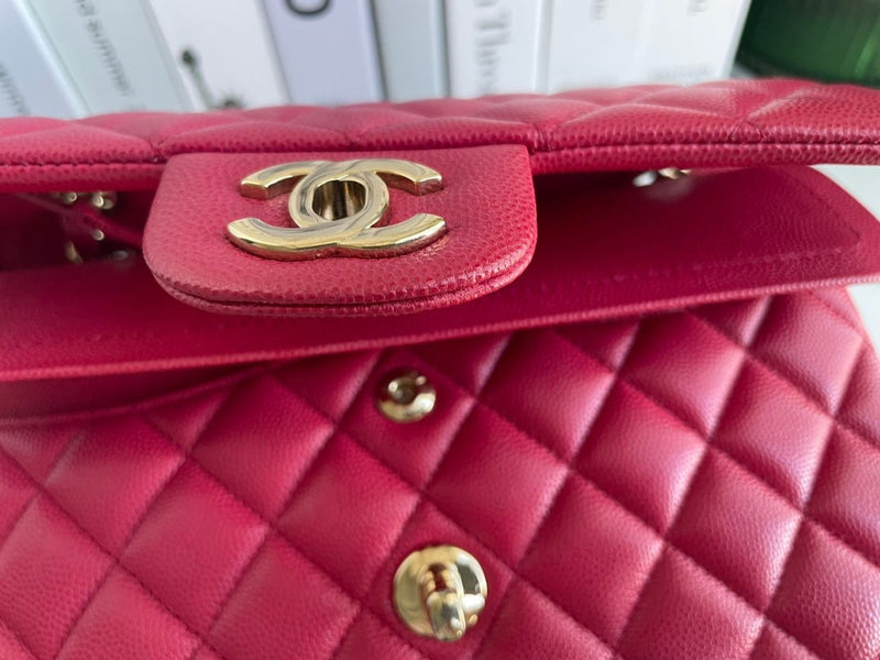 Chanel Red Classic Flap in Cavier Leather Small Size Chanel Bag MILOURA