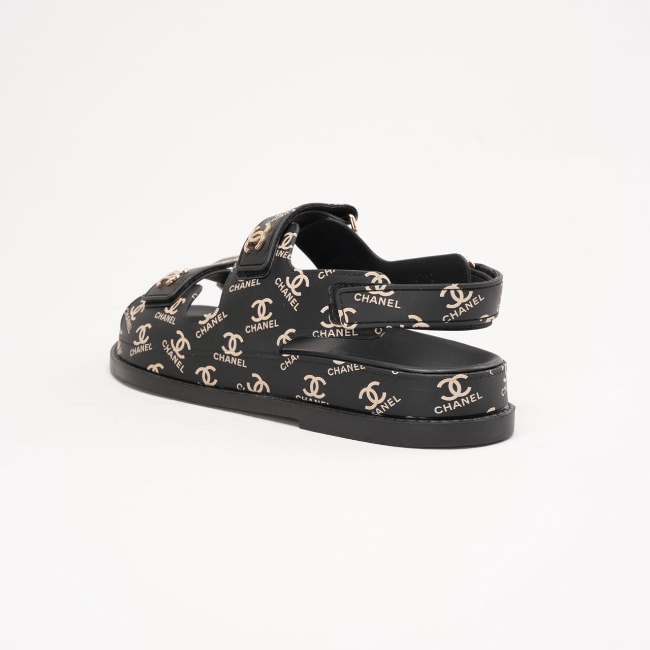 CHANEL サンダル　39 Used Chanel Dad Sandals Black CC Logo Print Rubber 39 | Miloura