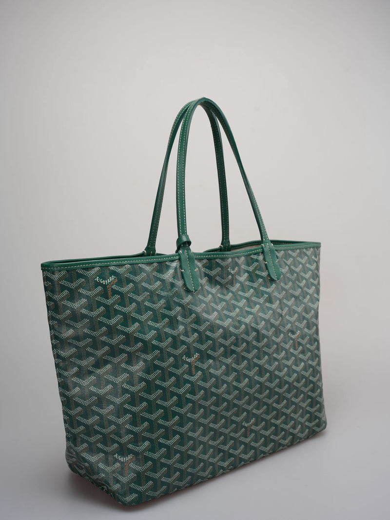 Used Goyard Saint Louis PM Green Shoulder Tote Bag MILOURA