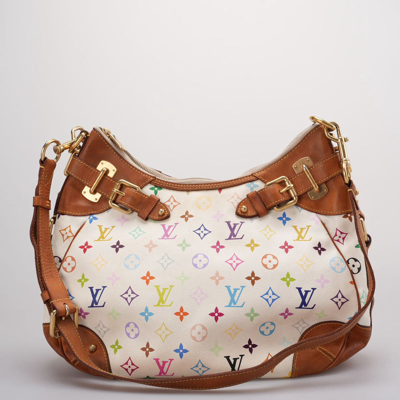 Used Louis Vuitton Vintage White Monogram Multicolor Greta Bag MILOURA