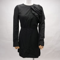 Saint Laurent Crepe Front Pleated Mini Dress Black