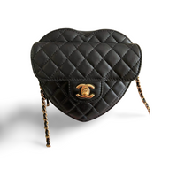 used-Chanel Heart Bag black Lambskin GHW-MILOURA