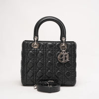 Christian Dior Medium Lady Dior Bag Black Cannage Lambskin 2017