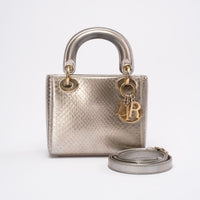 Christian Dior Mini Lady Dior Metallic Python Bag Gold Hardware 2014
