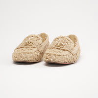 Chanel Raffia Braided CC Moccasin Loafers Beige Color 39.5
