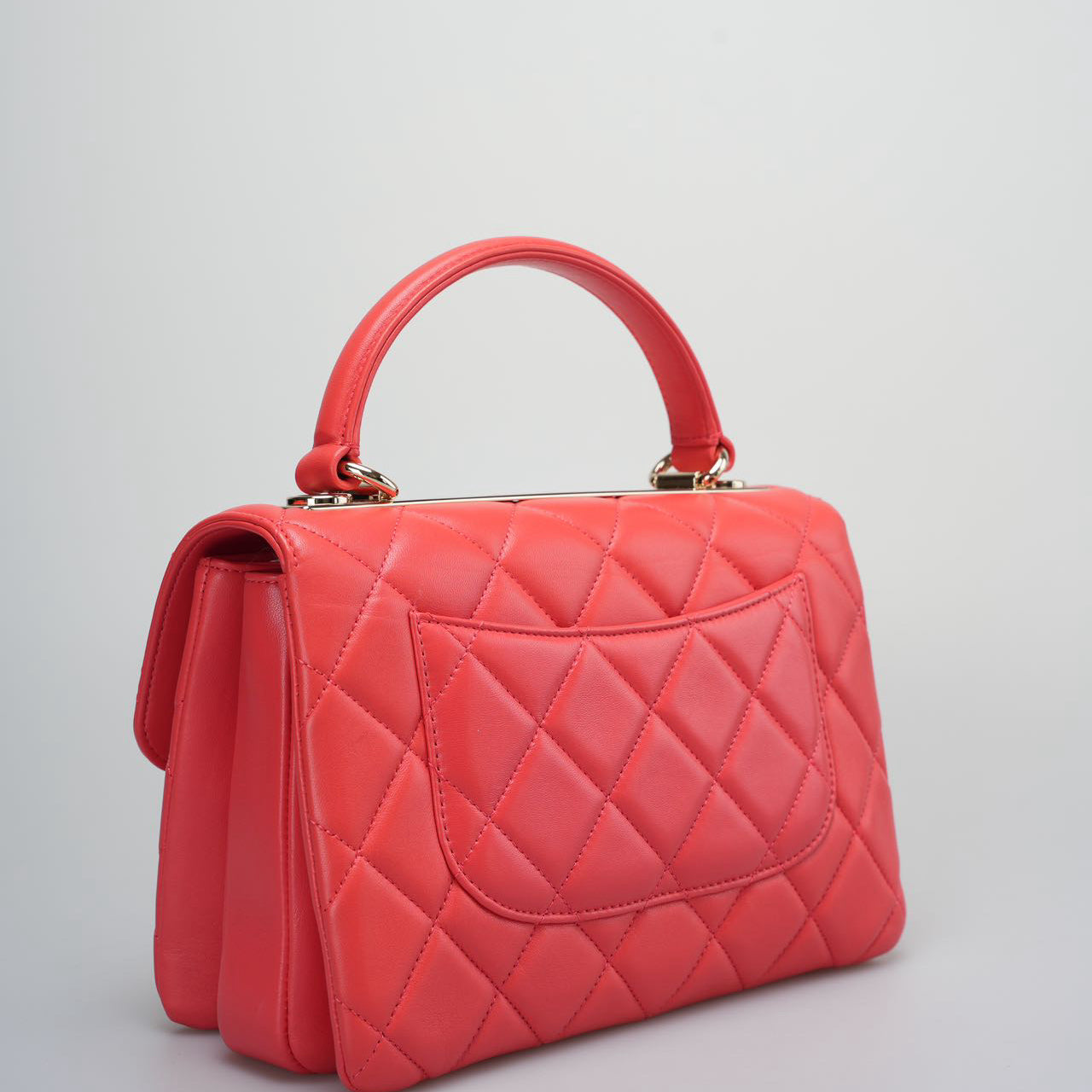 Used authentic Chanel Red Small Trendy CC Bag in Lambskin Leather